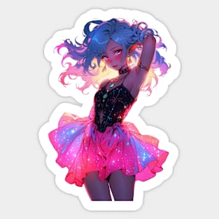 Anime Galaxy Girl Sticker